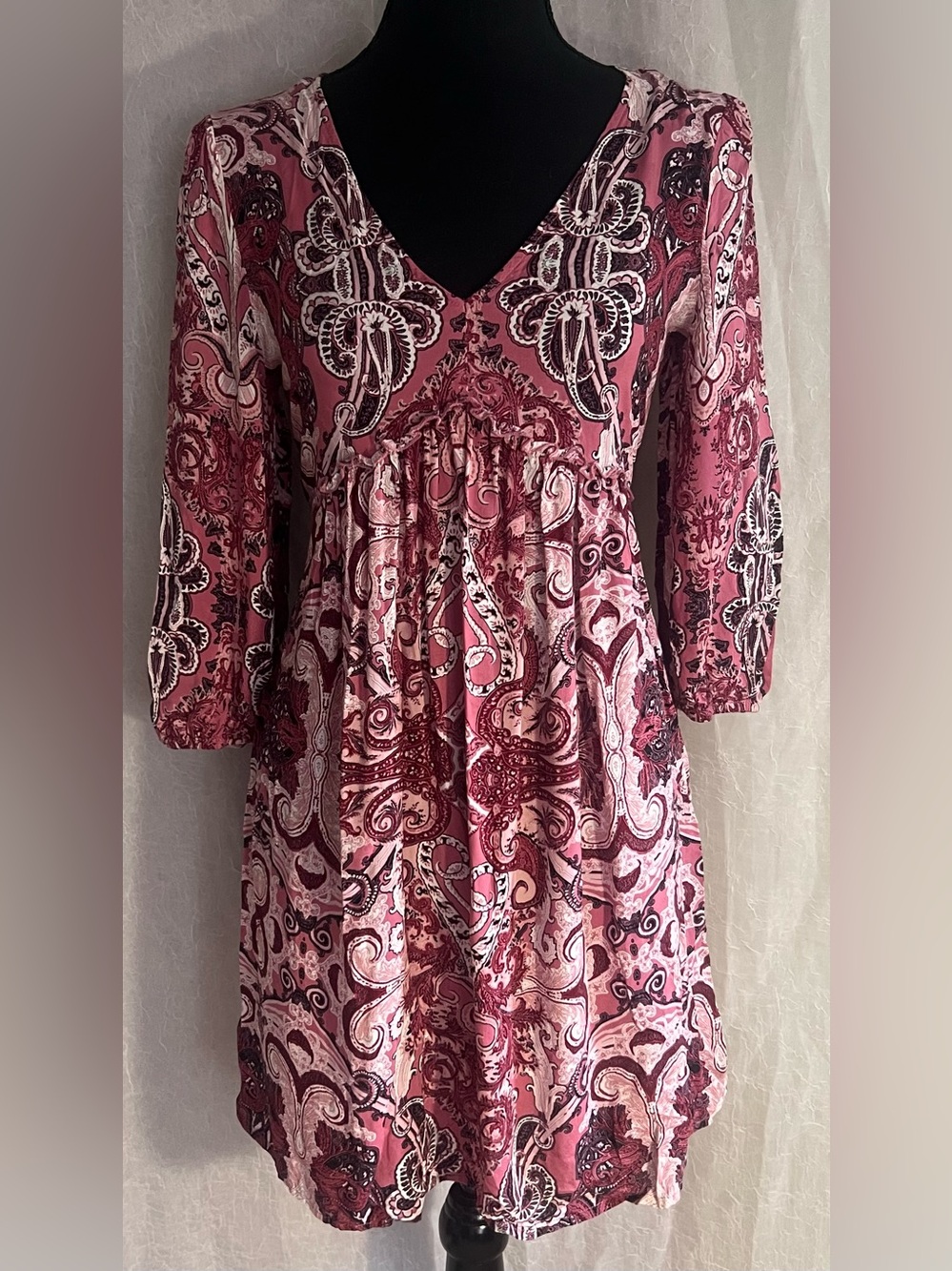 Jane and Delancey Pink Paisley V-Neck mini dress